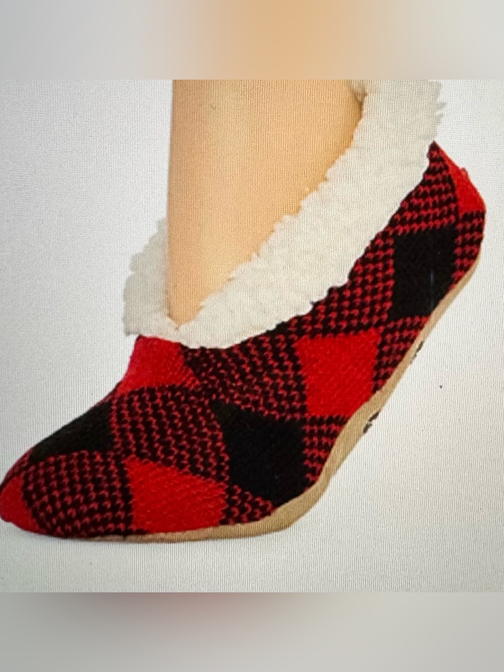 Mixit Red and Black Buffalo Plaid Sherpa-Lined Slippers